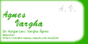 agnes vargha business card