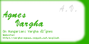 agnes vargha business card